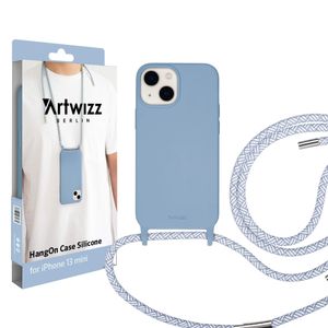 ARTWIZZ HangOn Case Silicone für iPhone 13 mini - Schutzhülle aus Silikon zum Umhängen als Handykette, Nordic Blue (Hellblau)