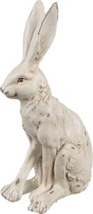 Clayre & Eef Dekorationsfigur Kaninchen 8x5x13 cm Weiß Kunststoff