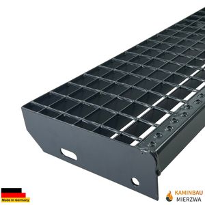 Treppen Stufe Metall Stufen Stahl Treppenstufe feuerverzinkt | Breite: 800mm | Farbe: Anthrazit (RAL 7016) | ohne Schrauben-Set