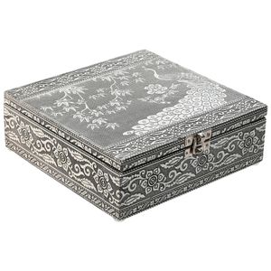 Pudełko na biżuterię Home ESPRIT zielone srebrne drewno aluminium 18 x 18 x 6 cm