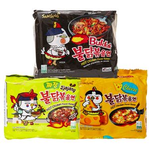 Samyang BULDAK Ramen Combo | Kennenlernbox | 5er Pack Hot Chicken & 5er Pack Käse & 5er Pack Jjajang