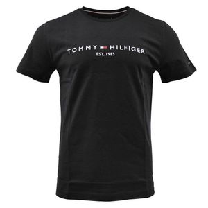 Tommy Hilfiger Herren Kern-Logo-T-Shirt, Schwarz M