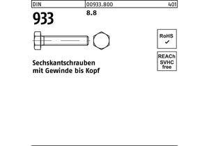 Sechskantschraube DIN 933 VG M 8 x 8 8.8