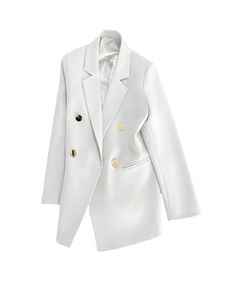 Damen Trenchcoats Zweireiher Blazer Casual Business Herbst Jacke Revers Outwear Weiß,Größe M