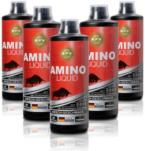 AMINO LIQUID 1000ml - Flüssige Aminosäuren, BCAA, EAA,  Aminosäuren liquid - Geschmack Kirsche. Für jede Sportart bestens geeignet.