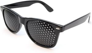 Lochbrille/Rasterbrille zum Augentraining und zur Entspannung, Gitterbrille mit klappbaren Bügeln,Farbe: Schwarz