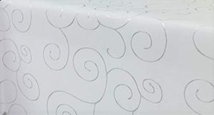 First-Tex Ornament Damast Tischdecke, eckig, 130x130 cm, weiß, Pflegeleicht, Hochwertig, Bügelarm, Schnelltrocknend
