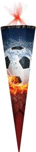 Schultüte 85 cm 6-eckig "Fußball 2017" für Jungen mit Tüllverschluss/Textilborte