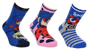 Palleon 3 Paar Ladybug Mädchen Terry ABS Socken | Kinder Winter Stoppersocken: Mehrfarbig / 31-34 Color: Mehrfarbig Size: 31-34