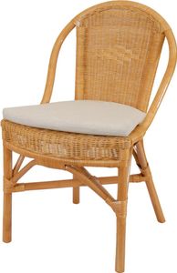 KRINES HOME  Stapelbarer Rattan-Stuhl Klassik in der Farbe Honig inkl. Polster, Küchenstuhl aus Natur Rattan