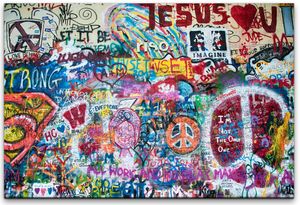 bunte John Lennon Wand in Prag Wandbild in verschiedenen Größen 180x120cm