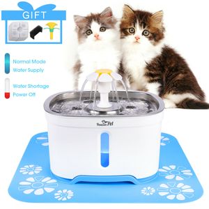 Katzen Haustier Trinkbrunnen 2.5L Automatischer Wasserspender+4 Aktivkohlefilter