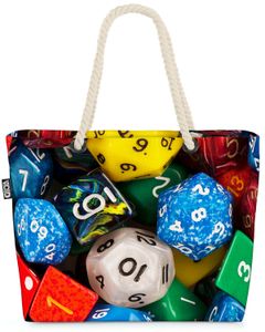 VOID Würfel Spielwürfel Glücksspiel Strandtasche Shopper 58x38x16cm 23L XXL Einkaufstasche Tasche Reisetasche Beach Bag