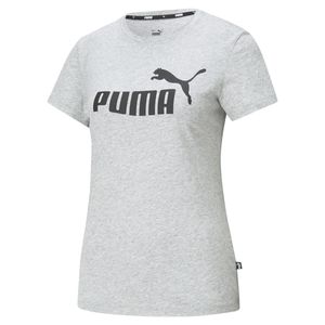 PUMA Damen T-Shirt - ESS Logo Tee, Rundhals, Kurzarm, uni Grau XS