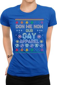 LGBT Gay Ugly Christmas - Weihnachten X-mas Weihnachtsgeschenk Damen T-Shirt, Blau, XL