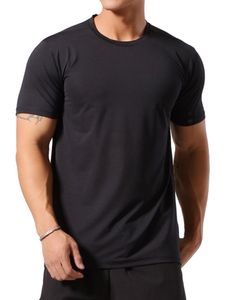 Herren Solid Ice Silk Sport T-Shirt Fitness Muscle Stretch Tops Pullover Quick Dry,Farbe: Schwarz,Größe:XXL