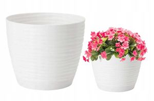 KADAX doniczka ze spodkiem "Temara", doniczka, plastikowa doniczka, sadzarka, okrągła, 15 cm, biała