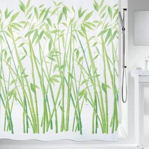 Spirella Anti-Schimmel Duschvorhang - Anti-Bakteriell, waschbar, wasserdicht, Polyester, „Bambus“ 180x200cm Grün