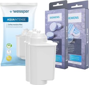 Kaffeevollautomaten-Pflegeset | Siemens Reinigungstabletten 10x | Entkalkertabletten 2in1 3x | 2x Wessper AquaIntense Wasserfilter