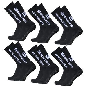 Fußballsocken 6er-Pack Sportsocken Rutschfeste Sportstrümpfe gr.39-46, Schwarz,