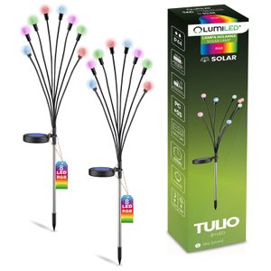 LUMILED 2 sztuki lampy solarnej, wielokolorowe świetliki RGB 70 cm, IP44, lampa solarna ogrodowa, ze szpikulcem, oświetlenie ścieżki, wiele barw RGB