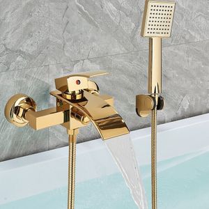 Badewannenarmatur Gold Duschset Brause Wasserhahn Mischbatterie