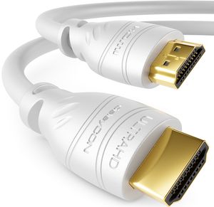 deleyCON 15m HDMI Kabel 2.0a/b - High Speed mit Ethernet - UHD 2160p 4K@60Hz 4:2:0 HDCP 2.2 ARC CEC Ethernet 18Gbps 3D Full HD 1080p Dolby - Weiß