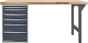 ADB Werkbank PROFI 1500, 6 Schubladen, RAL 7016, Hähe 850