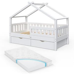 Dizajnová posteľ Livinity®, 80x160 cm, s 2 zásuvkami a matracom, biela