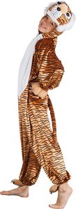 Tiger-Kostüm für Kinder schwarz-weiss-orangefarben 4-6 Jahre (104-116 cm)
