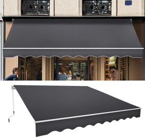 UISEBRT 360 X 300 cm Gelenkarmmarkise Aluminium Markise Klemmarkise Sonnenmarkise Balkonmarkise Sonnenschutz Handkurbel Dunkelgrau