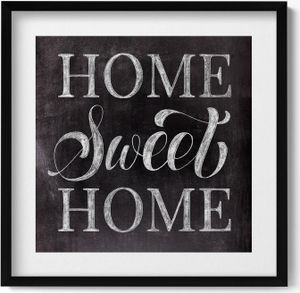 Inschrift für eine Wohnung „home, sweet home“– Wandbild mit Rahmen – Gerahmtes Bild  – Wanddekoration – 50x50 cm –  Schwarz Rahmen