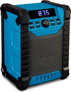 MEDION E65895 Baustellenradio mit Akku (robustes Gehäuse, Tragegriff, Bluetooth, Spritzwassergeschützt (IP54), UKW Radio, AUX) grün