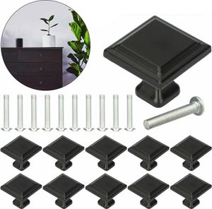 10x Möbelknopf eckig Schubladenknopf Schrankknopf schwarz matt Möbelknauf Knopf