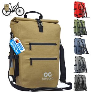 Barcoco Fahrradtasche für Gepäckträger wasserdicht  21L mit Laptopfach Beige