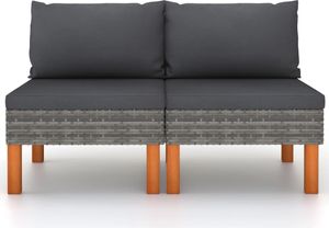 vidaXL Mittelsofas 2 Stk. Poly Rattan und Eukalyptus Massivholz vidaXL Mittelsofas 2 Stk. Poly Rattan und Eukalyptus Massivholz