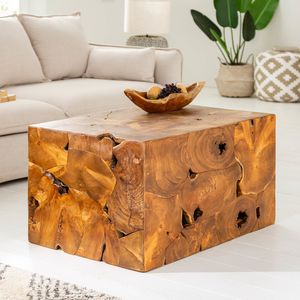 riess-ambiente Massiver Couchtisch SQUARE 90cm Teakholz Würfel Beistelltisch Tisch
