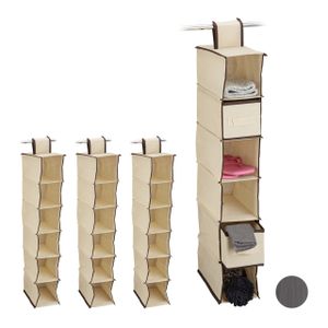 relaxdays 4 x Hängeregal Kleiderschrank beige