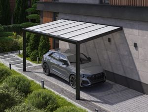 Durchdacht Carport aus Aluminium Anthrazit 300x400 Milchglas mit LED Beleuchtung