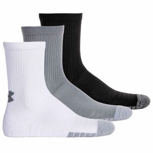 UNDER ARMOUR Uni športové ponožky 3 páry - UA Heatgear, tréningové, tenisové ponožky, ponožky s posádkou čierna/biela/sivá 36-41
