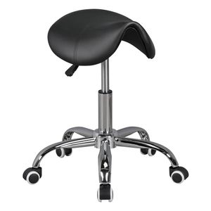 FineBuy MENTON - Sedlová stolička, pracovní stolička s koženkovým potahem, výškově nastavitelná stolička, designová otočná stolička s kolečky, kosmetická stolička a cvičební stolička se sedlem, kadeřnická stolička