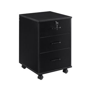 CLIPOP Aktenschrank Rollcontainer, für Dokumente in DIN A4 Letter-Format, 3 Schubladen, Schwarz