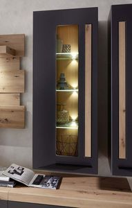Loft-Two Hängevitrine inkl. LED-Beleuchtung Graphit/Abs. Artisan Eiche
