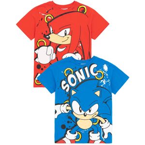 Sonic The Hedgehog - T-Shirt für Kinder (2er-Pack) NS7163 (134) (Rot/Blau)