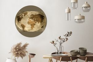 Runde Wandtattoo - Wandsticker Tapete Aufkleber Weltkarte - Globus - Retro Ø 100 cm Selbstklebend und Repositionierbar