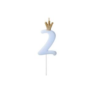 Świeczka urodzinowa 2 jasny niebieski 9,5cm