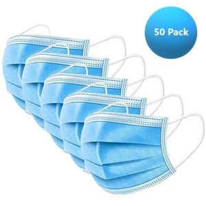 50er Pack 3 Lagig Behelf-Mund-Nasen-Atem-Schutz Gesichtsmaske Einwegmaske Bedeckung NEU