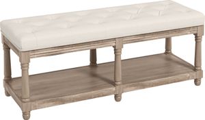 HOMCOM Schuhbank mit Sitzfläche, Schuhregal mit Stauraum, Gepolstert Sitzbank mit Holzbeine, Leinenoptik, für Wohnzimmer, Flur, Creme, 115 x 40 x 48 c HOMCOM Schuhbank mit Sitzfläche, Schuhregal mit Stauraum, Gepolstert Sitzbank mit Holzbeine, Leinenoptik, für Wohnzimmer, Flur, Creme, 115 x 40 x 48 c
