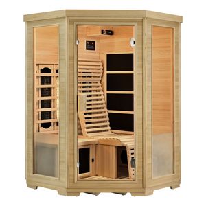 Juskys Infračervená sauna / termální kabina Aalborg s triplexním topným systémem a dřevem Hemlock