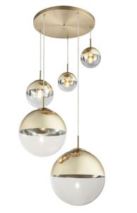 Globo Varus závěsná lampa zlatá, transparentní 5x E27 stmívatelná 65x150cm